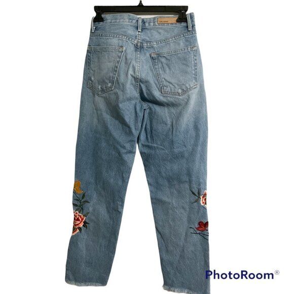 GRLFRND Helena Embroidered Button Fly Cropped Jeans Chelsea Hotel sz.25 - Picture 4 of 10